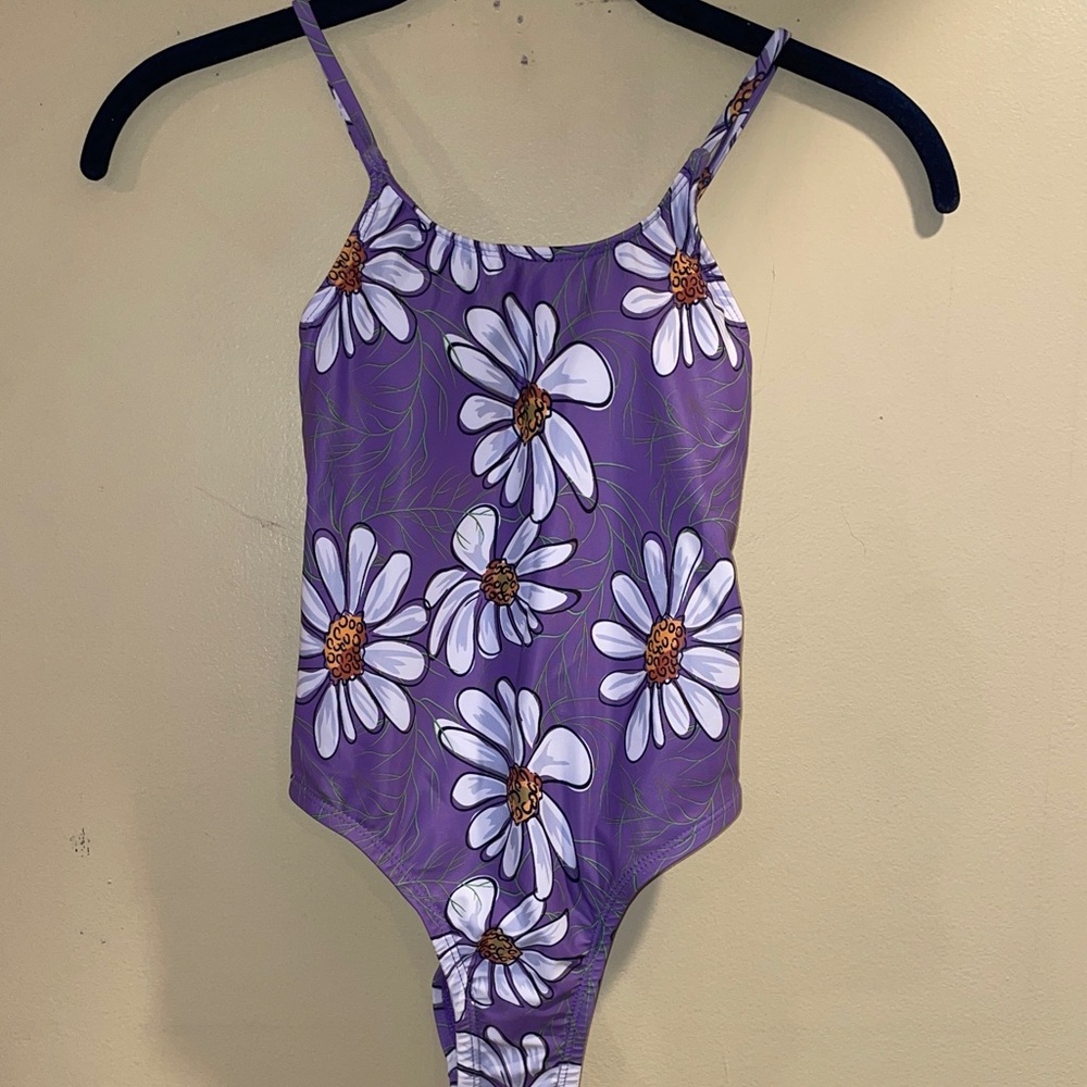 Purple Floral Swimsuit with UPF Protection New Size M/L